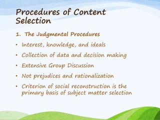 Content Selection and Organization Principles and Procedures (8603)