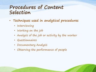 Content Selection and Organization Principles and Procedures (8603)