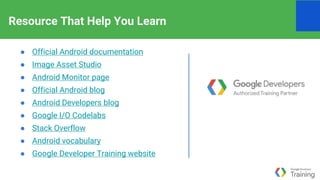 Android developer fundamentals training overview Part II | PPT