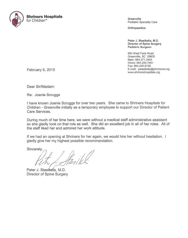 recommendation letter for administrative assistant