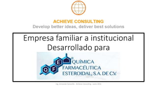Empresa familiar a institucional
Desarrollado para
Ing. Armando Camarillo - Achieve Consulting - Junio 2016
 