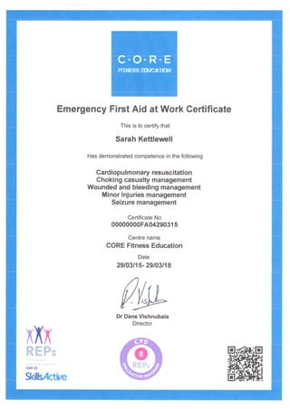 FIRST AID CERTIFICATE