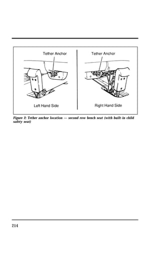 Figure 2: Tether anchor location — second row bench seat (with built-in child 
safety seat) 
214 
 