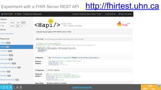 @ekivemark
Experiment with a FHIR Server REST API
14
http://fhirtest.uhn.ca
 