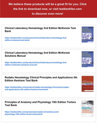 Clinical Laboratory Hematology 3rd Edition Mckenzie Test Bank | PDF