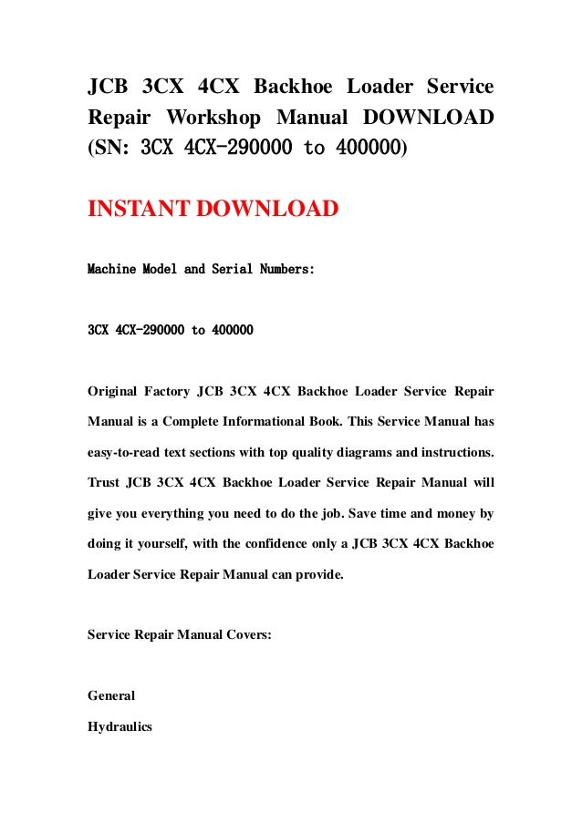 Jcb 3cx operator manual Jcb 3cx operator manual