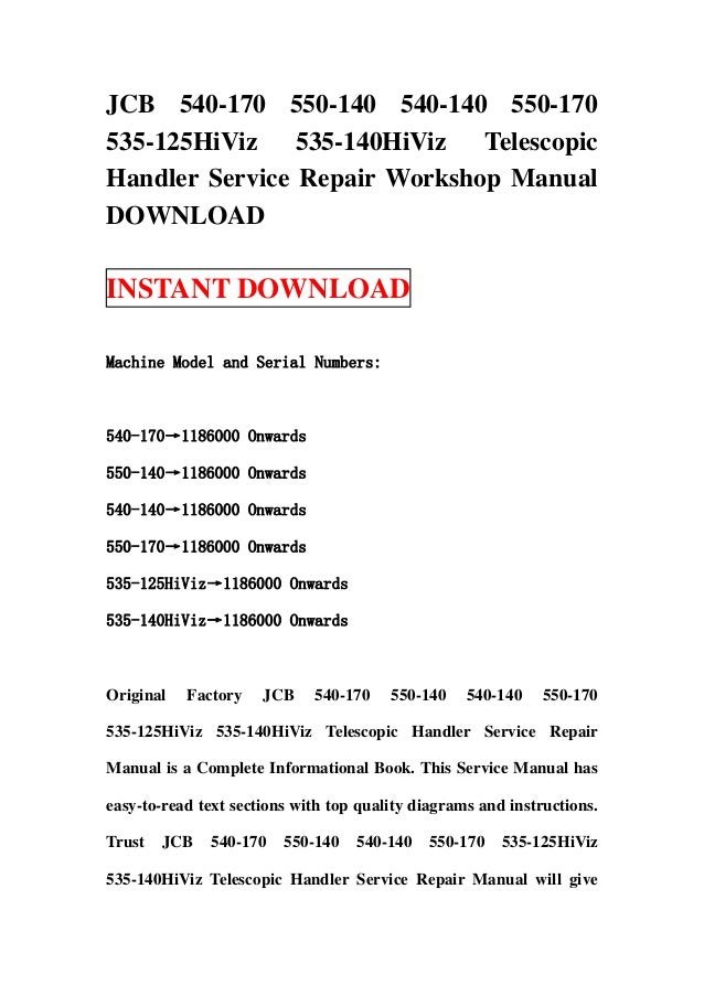 JCB 540-170 550-140 540-140 550-170 535-125HiViz 535-140HiViz Telesco…