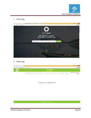 Ynot Software Solutions
Acharya Bangalore B-School Page 28
1. Home page
2. Admin page
 