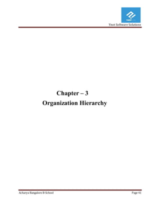 Ynot Software Solutions
Acharya Bangalore B-School Page 41
Chapter – 3
Organization Hierarchy
 