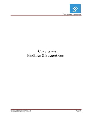 Ynot Software Solutions
Acharya Bangalore B-School Page 59
Chapter – 6
Findings & Suggestions
 