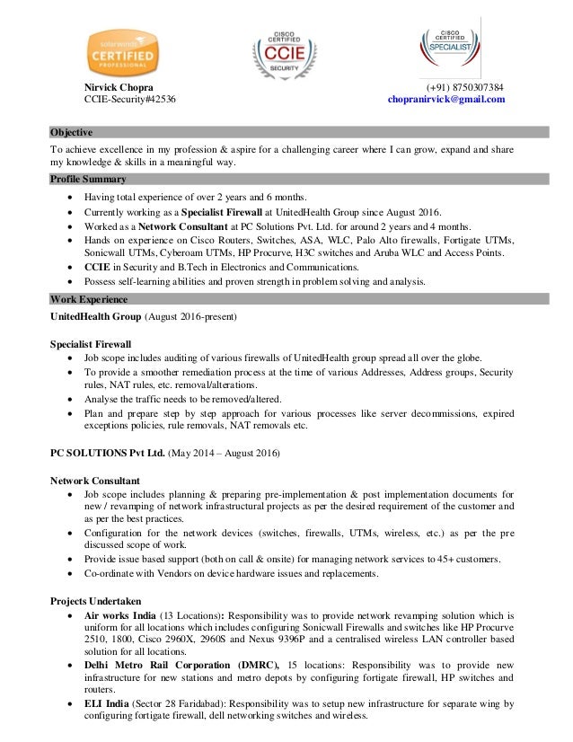 nirvick chopra resume cv ccie security 42536 b tech security job cv