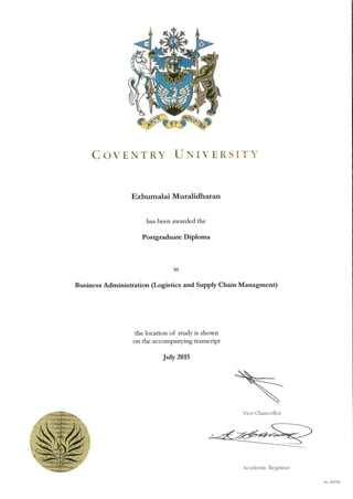 Ezhumalai Muralidhar PSGD Certificate & Transcript