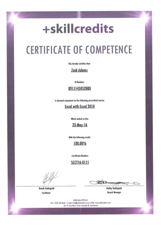 Zaid-Adams-Excel-2010-Certificate