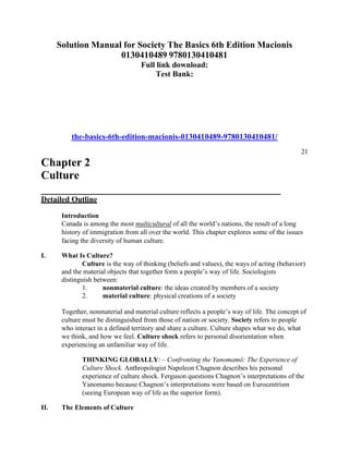 Comprehensive Solution Manual for Society The Basics 6th Edition by ...