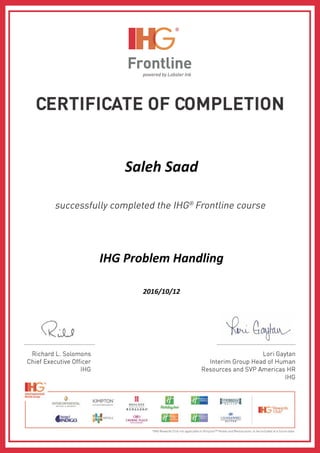 Saleh Saad
IHG Problem Handling
2016/10/12
 