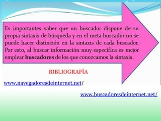 BIBLIOGRAFÍA www.buscadoresdeinternet.net/ www.navegadoresdeinternet.net / 