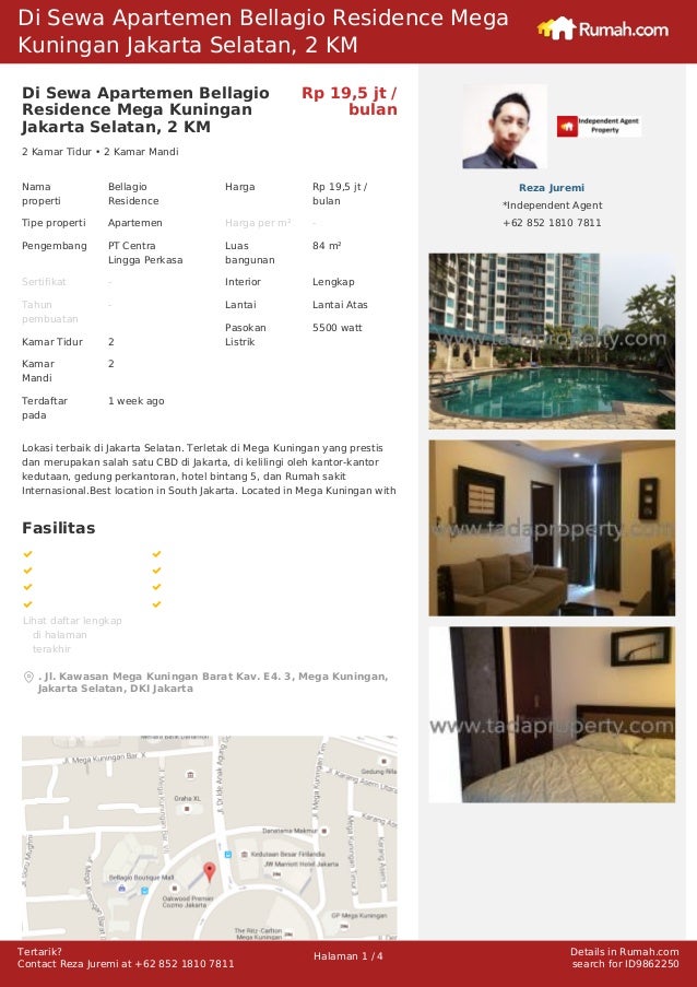 Di Sewa Apartemen Bellagio Residence Mega Kuningan Jakarta Selatan 2