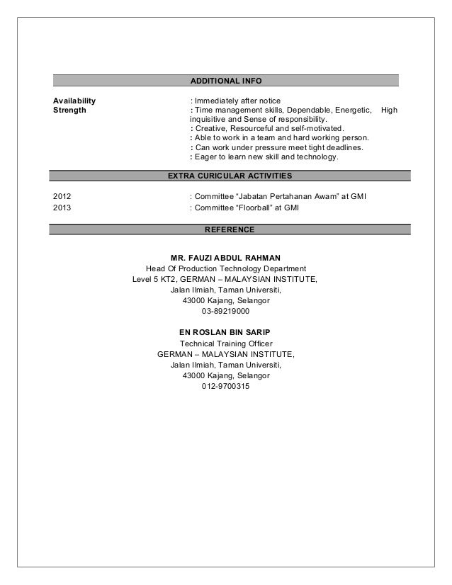 Availability immediately resume - Resume Faiz 3 638 