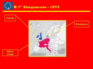 O 1º Alargamento - 1973
DinamarcaDinamarca
IrlandaIrlanda
ReinoReino
UnidoUnido
 