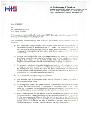 HITS First Joining Letter | PDF