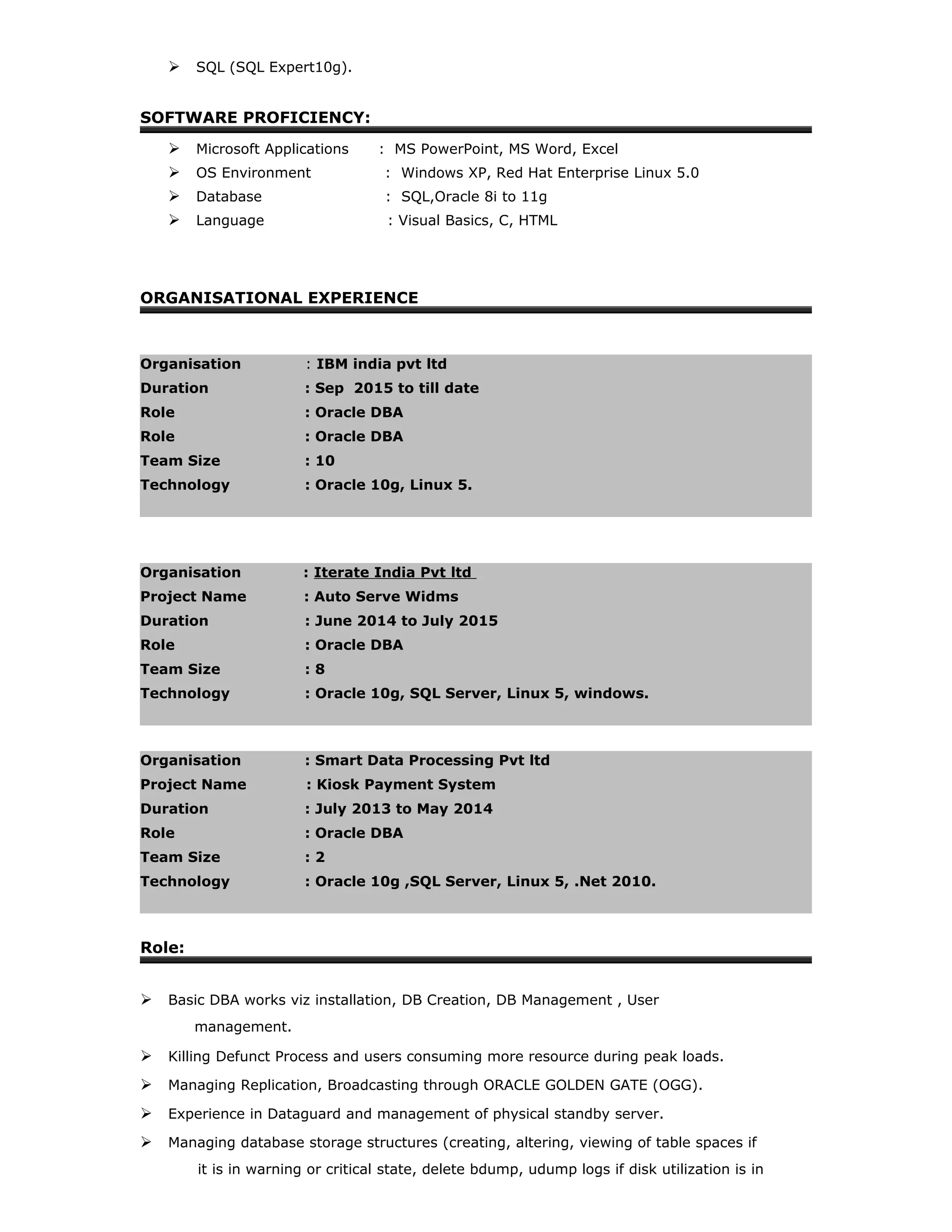 shailendra dba resume | DOC