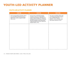 YOUTH-LED ACTIVITY PLANNER
16 | ENGAGE HEARTS AND MINDS | ©2011 YMCA of the USA
 