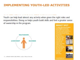 IMPLEMENTING YOUTH-LED ACTIVITIES
17 | ENGAGE HEARTS AND MINDS | ©2011 YMCA of the USA
 