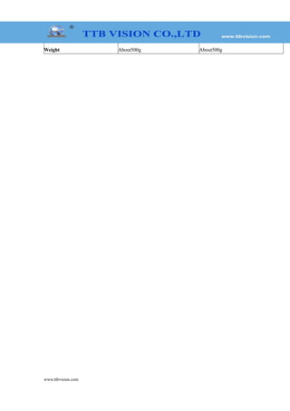 Weight About500g About500g
www.ttbvision.com
 