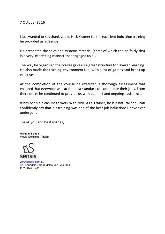 thank you letter after course nick kramer thank you letter thank you letter after course nick kramer thank you letter