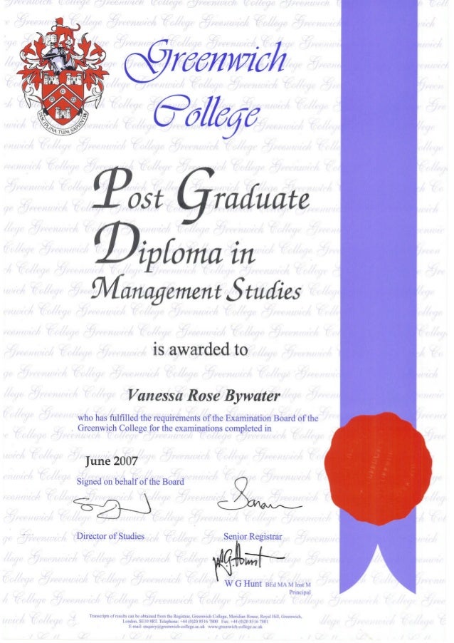 Pg Diploma Certificate