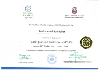 Mohammed Banijaber-Estidama PQP Certificate