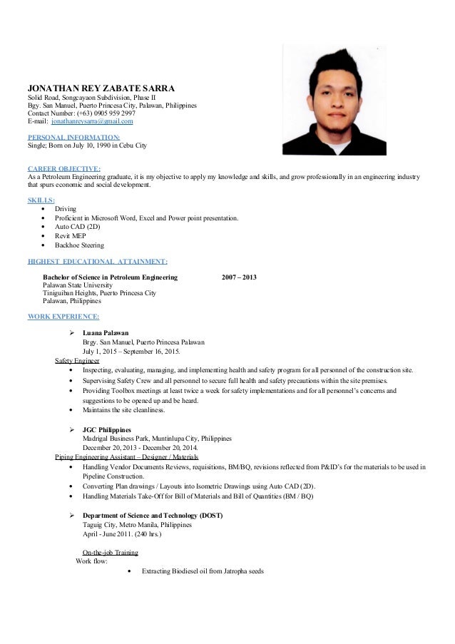 petroleum engineering resume