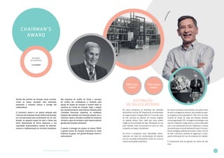 29
PRÉMIOS DE INOVAÇÃO
LIVRO DE INOVAÇÃO NO RETALHO 2014
LuísMarçaloRibeiro
No nosso entreposto na Azambuja são utilizadas
diariamente mais de 150 máquinas de movimentação
de carga movidas a energia elétrica. A troca das mais
de três centenas de baterias era manual, exigindo
um grande esforço físico, dado que estas podem
chegar às duas toneladas de peso. Atendendo ao seu
peso elevado, estas encontravam-se junto ao solo,
ocupando um espaço considerável.
De forma a ultrapassar estas dificuldades, desen­
volvemos um robot de movimentação de baterias.
Este foi concebido internamente, tendo em conta as
nossas necessidades específicas.
Ao colocar as baterias numa estante com quatro níveis
de altura conseguimos alcançar uma redução do espa-
ço ocupado por esta operação em 75%. Com um maior
controlo do tempo de carga das baterias, baseado
numa programação FIFO, conseguimos prolongar a sua
vida útil, reduzindo a longo prazo os custos associados
com a sua substituição precoce. Reduzimos o tempo
necessário para a troca de baterias de 9 para 3 minutos.
Outras vantagens qualitativas incluem o maior controlo
de todo o processo, aumento da segurança e conse-
quente diminuição de risco de acidentes de trabalho.
O investimento será recuperado em menos de dois
anos.
Automação
da Sala de Baterias
CHAIRMAN’S
AWARD
Através dos prémios de inovação anuais reconhe-
cemos as nossas inovações mais relevantes,
pre­miando a iniciativa, esforço e entrega dos
colaboradores.
O Chairman’s Award é um prémio atribuído pelo
Chairman das Empresas Sonae, Belmiro de Azevedo,
em reconhecimento pelo envolvimento de um cola­
borador ou pequena equipa de toda a Sonae que
tenha demonstrado de forma inequívoca a sua
capacidade empreendedora através do desenvol­
vimento e implementação de iniciativas inovadoras.
Nas empresas de retalho da Sonae o processo
de recolha das candidaturas é facilitado pela
equipa de Gestão de Inovação e envolve todos os
membros do Comité de Inovação. Após a seleção
dos representantes de cada empresa realizada pelas
Comissões Executivas respetivas, os candidatos
finalistas são avaliados em entrevista pessoal com o
Chairman, sendo o vencedor escolhido em função da
iniciativa e grau de inovação e pelo impacto positivo
gerado pela inovação introduzida.
O prémio é entregue em pessoa no evento FINOV,
o grande evento de inovação transversal às várias
empresas do grupo, com grande destaque interna e
externamente.
Belmiro
de Azevedo
Chairman
66% mais
rápido
75% menos
espaço
 