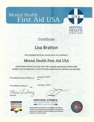 Cert Mental Health First Aid