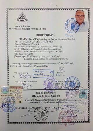 Hany university english certificate