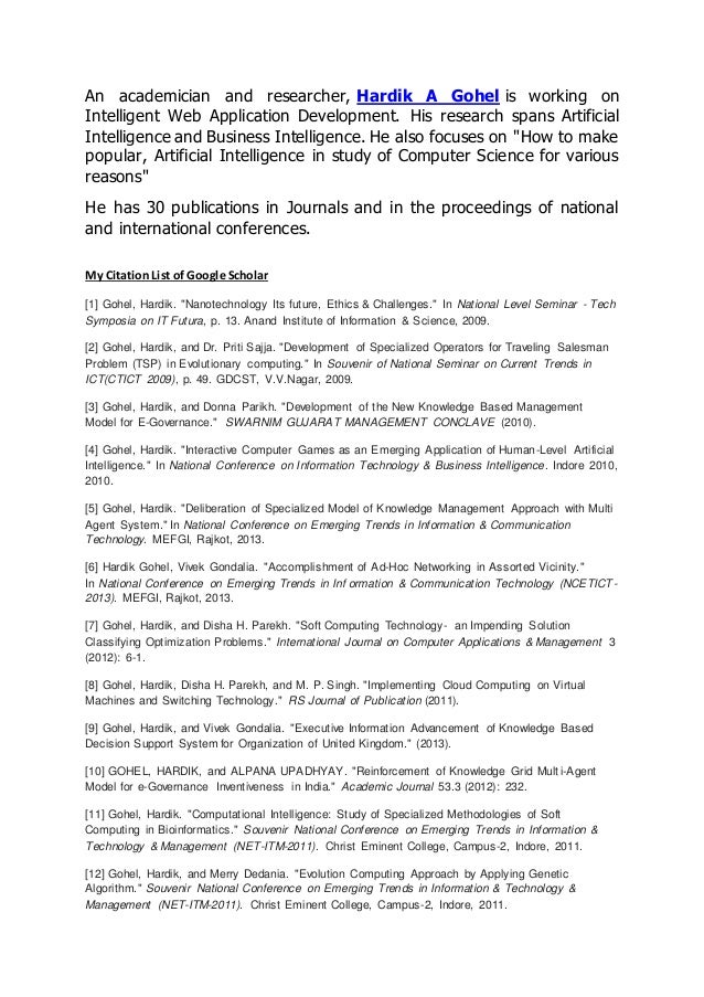 My Citation List Of Google Scholar