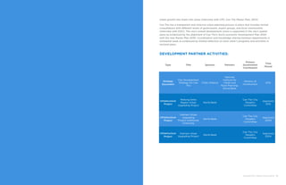 ENHANCING URBAN RESILIENCE 33
urban growth into lower-risk zones (interview with CPC; Can Tho Master Plan, 2013).
Can Tho has a transparent and inclusive urban planning process in place that includes formal
consultations with different levels of government, expert groups, and local communities
(interview with DOC). The city’s overall development vision is supported in the city’s spatial
plans as evidenced by the alignment of Can Tho’s Socio-economic Development Plan 2020
with the new Master Plan 2030. Coordination and knowledge sharing between departments is
somewhat weak as evidenced by limited reflection on each other’s programs and activities in
sectoral plans.
DEVELOPMENT PARTNER ACTIVITIES:
Type Title Sponsor Partners
Primary
Government
Counterpart
Time
Period
Strategy
Document
City Development
Strategy for Can
Tho
Cities Alliance
National
Institute for
Urban and
Rural Planning;
World Bank
Ministry of
Construction
2012
Infrastructure
Project
Mekong Delta
Region Urban
Upgrading Project
World Bank
Can Tho City
People’s
Committee
Approved
2012
Infrastructure
Project
Vietnam Urban
Upgrading
Project Additional
Financing
World Bank
Can Tho City
People’s
Committee
Approved
2009
Infrastructure
Project
Vietnam Urban
Upgrading Project
World Bank
Can Tho City
People’s
Committee
Approved
2004
 