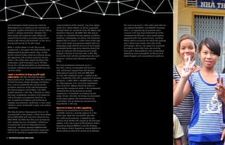 72 ENHANCING URBAN RESILIENCE ENHANCING URBAN RESILIENCE 73
the remaining canals in the urban core that are
not covered by VUUP 1 and VUUP2. Moreover,
there is an opportunity to promote social
inclusion and long-term sustainability of the
improvements through a more participatory
approach with local communities, including
Khmer ethnic minorities, for which the poverty
rate is three times higher than that of the
Kinh people. This will be especially important
for smaller canals that have less visibility
from public thoroughfares, and are therefore
potentially more susceptible to having solid
waste disposal and encroachment problems.
and motorcycle-based passenger mobility.
Motorcycles are an extremely resilient form of
transport, capable of functioning and facilitating
access in adverse conditions. However, this
does create challenges for road safety and
accessibility of certain vulnerable populations
(such as the elderly and disabled), as well as air
quality and quality of life challenges.
With all of the above in mind, the priority
investments in transport identified through the
CityStrength Diagnostic would likely include
(a) the second bridge crossing at Quang Trung;
(b) upgrading and selective provision of new
roads in the urban core, especially those that
encourage a public transport spine like Tran
Hoang Na; and (c) strengthening of waterway
transport, subject to the recommendations of a
logistics study.
Invest in sanitation to keep up with rapid
urbanization. The Can Tho City Sanitation
Development Plan, developed under the national
Unified Sanitation Sector Strategy and Action
Plan, aims to coordinate the environmental
sanitation activities of the city departments,
the district peoples committees, and other
related agencies in the city. It focuses on urban
drainage, wastewater collection and treatment,
and solid waste management activities, as
well as providing direction and guidance to
improve environmental conditions in rural areas,
industrial zones, handicraft villages, and medical
institutions.
The City Sanitation Development Plan will be
implemented in two phases: a short-term phase
during 2013-2016 and long-term phase during
2016-2020. By 2016, Can Tho plans to develop
and improve policies, strengthen institutional
arrangements, mobilize adequate financial
resources, introduce appropriate/advanced
technologies, implement education programs,
and build capacity to support the successful
implementation of the second, long-term phase
of the Plan. These efforts are being supported
through technical assistance from the Water and
Sanitation Program. By 2020, Can Tho aspires
to have an improved drainage system to reduce
flooding, a wastewater collection and treatment
system that can serve all urban areas of the city,
and a solid waste management system that can
adequately cope with the volume of solid waste
generated by the city. Early attention should be
given to resolving the temporary solid waste
disposal situation at multiple sites in Can Tho
due to the high risk that leachate from the solid
waste will contaminate adjacent agricultural
fields.
The first wastewater treatment plant in
Can Tho is being constructed with financial
and institutional support from the German
development agencies, GIZ and KfW (€18
million). This treatment plant is located at Cai
Sau in South Can Tho and is expected to become
functional in 2014. With a 30,000 cubic-meter-
per-day capacity, it will only treat wastewater
from Ninh Kieu. Efforts should be taken to
leverage the investment made in this wastewater
treatment facility by promoting private
investment in household connections to the
sewer. Unless individual buildings are connected
to the sewer system, the treatment facility
contributes little to thwarting environmental
degradation in the city.
Continue to focus on urban upgrading.
Addressing encroachment on canals and
riverbeds remains a priority, especially in the
urban core. Over the last decade, Can Tho
has made great progress in upgrading low-
income areas (LIAs) and improving the drainage
system in the city as part of the Vietnam Urban
Upgrading Project (VUUP 1) and the Mekong
Delta Region Urban Upgrading Project (VUUP 2).
These activities should be scaled up to address
 
