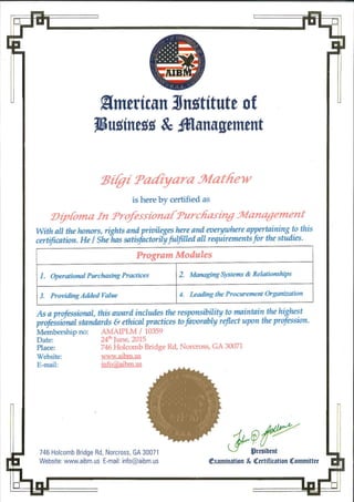 AIBM Certificate