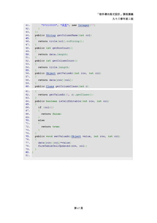 「物件導向程式設計」課程講義
               九十八學年度二版




第 67 頁
 
