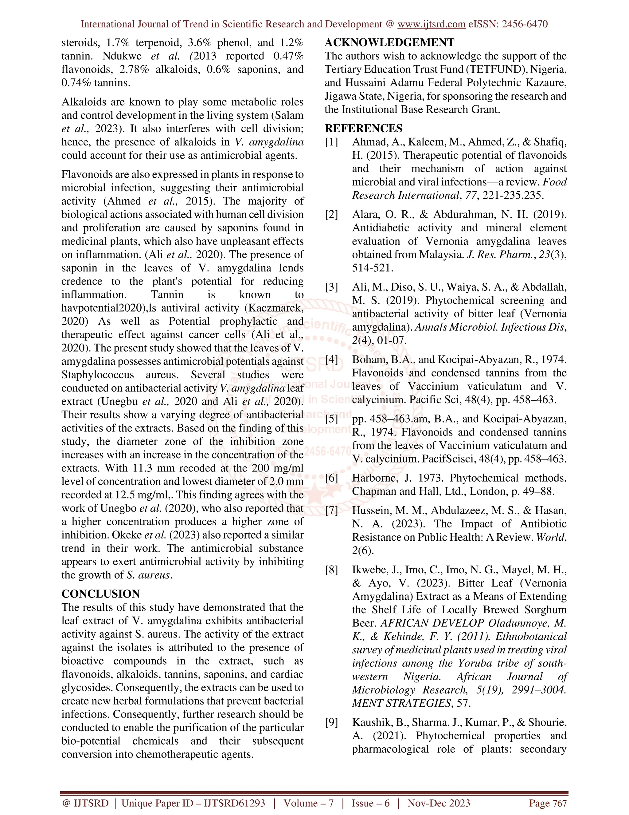 Phytochemical Screening and In Vitro Antibacterial Activities of the ...