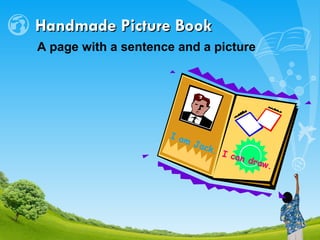 Handmade Picture Book A page with a sentence and a picture I am Jack. I can draw. 