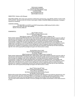 William Hardin Updated Resume and certs 12.3.15