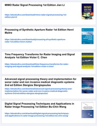 Space Time Adaptive Processing for Radar 2nd Edition J. R. Guerci | PDF