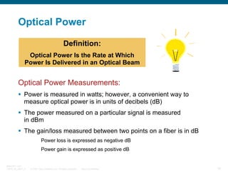 Optical Power
Definition:
Optical Power Is the Rate at Which
Power Is Delivered in an Optical Beam

Optical Power Measurem...