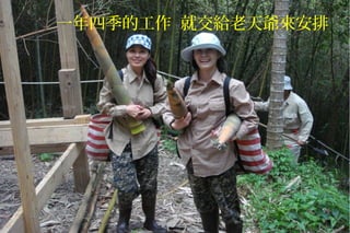 一年四季的工作 就交給老天爺來安排
 