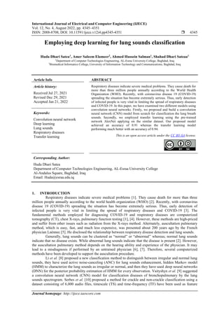 Employing deep learning for lung sounds classification | PDF