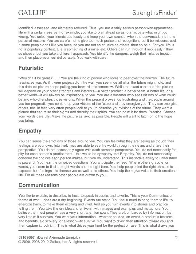 Gallup Strengths Finder Your Five Signature Themes