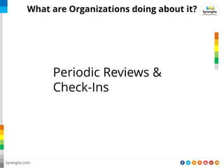 Periodic Reviews &
Check-Ins
Synergita.com
What are Organizations doing about it?
 