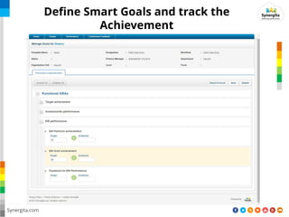 Synergita.com
Define Smart Goals and track the
Achievement
 